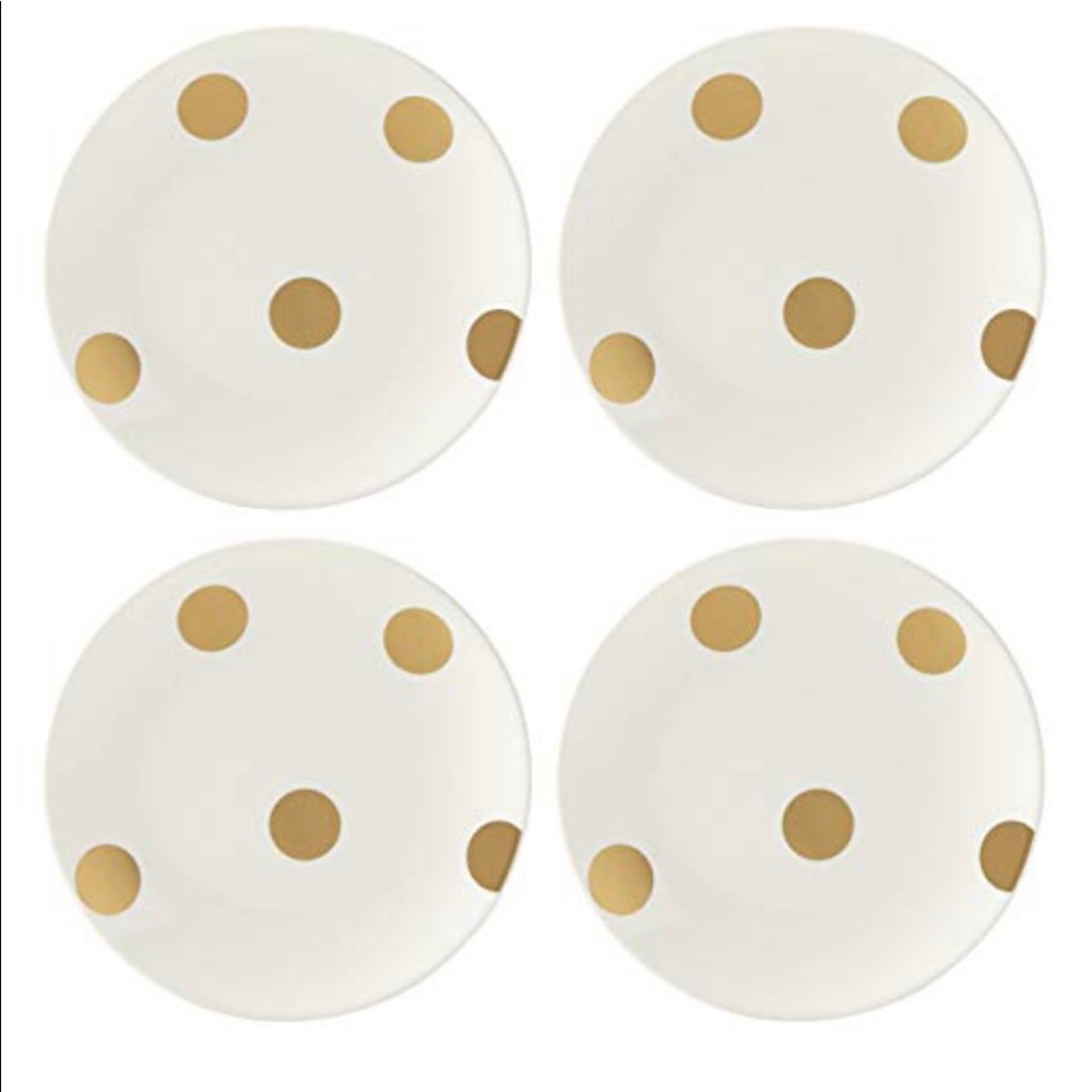 kate spade New York Deco Dot Gold Salad Plates , Set of 4 dinnerware